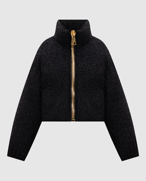 Balmain Черная укороченная твидовая куртка HF1TP140XC67