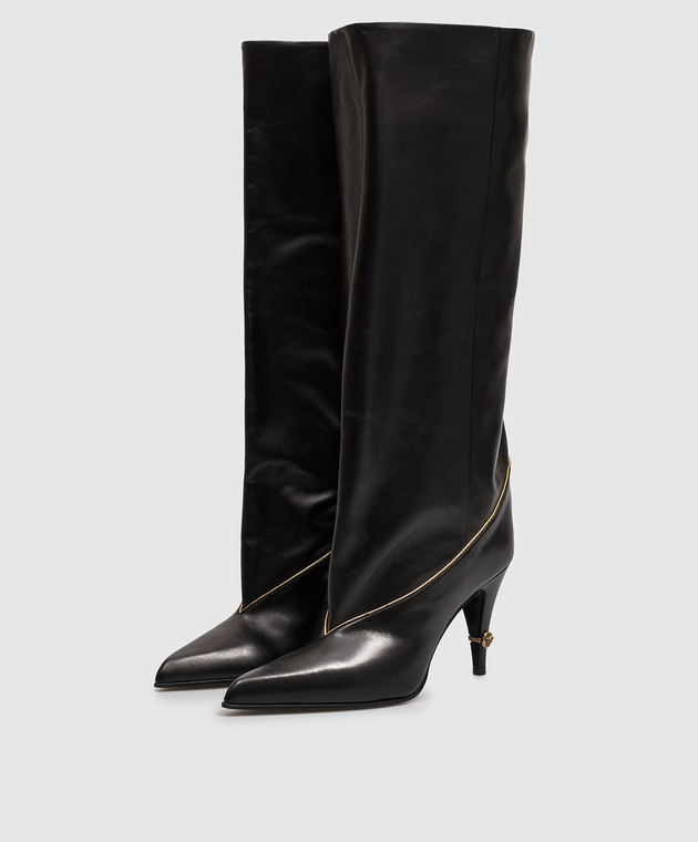 Versace Чорні шкіряні чоботи Gianni 10268481A17867 зображення 2