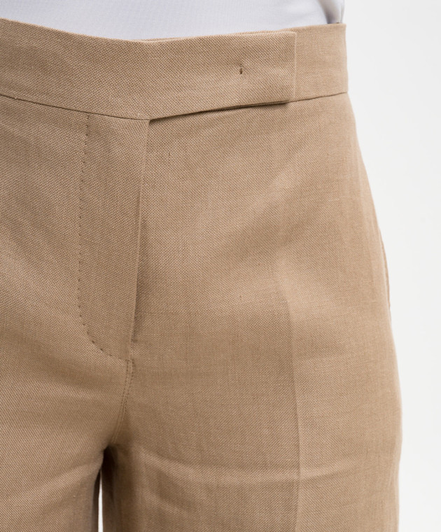 Max Mara Коричневые брюки из льна MXSBIG изображение 5
