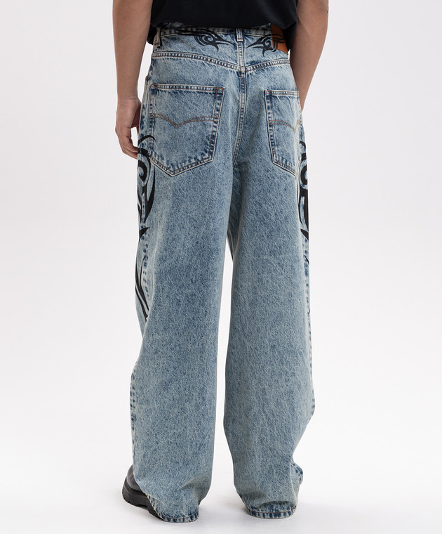 Vetements Голубые джинсы с принтом MH27DJ089LB изображение 4