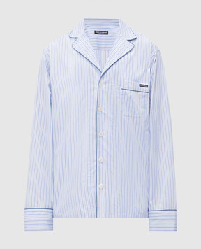 Dolce&Gabbana Блакитна сорочка в піжамному стилі в смужку G5OI9TFR510