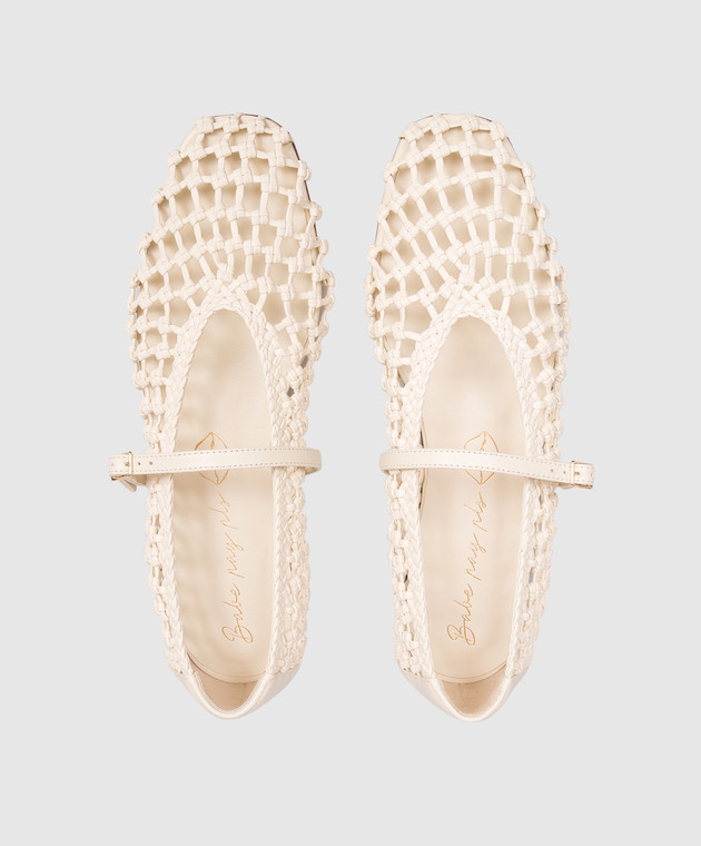 Babe Pay Pls Шкіряні балетки кольору айворі з плетінням BALETY зображення 4