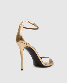 Giuseppe Zanotti Золотисті шкіряні босоніжки Intrigo I400005