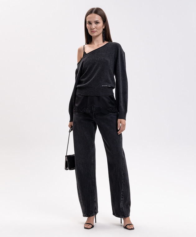 Alexander Wang Серый свитер с шерстью двойной конструкции 1KC4261103 изображение 2