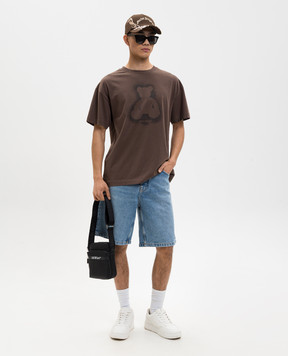 Palm Angels Коричневая футболка Spray Bear PMAA109S26JER001