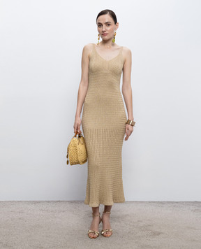 Twinset Бежева сукня з люрексом 261TT3011
