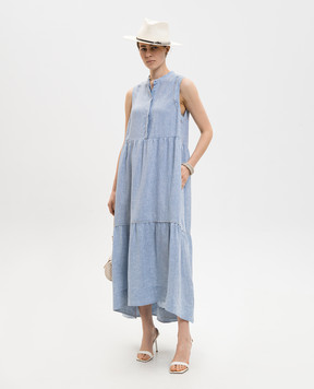 Peserico Блакитна сукня з льону з оборкою S0209902600