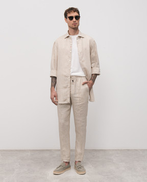 ISAIA Бежевые брюки из льна PNC016P9120