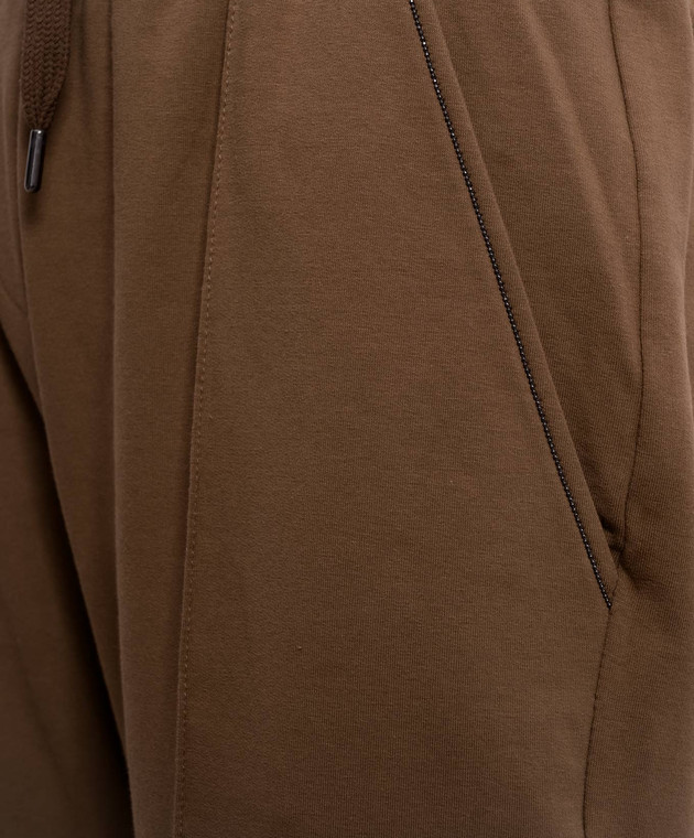 Brunello Cucinelli Коричневые спортивные брюки с отворотами MP827FB799 изображение 5