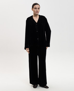 Asceno Чорні оксамитові піжамні штани Austin з шовком B050F40C01