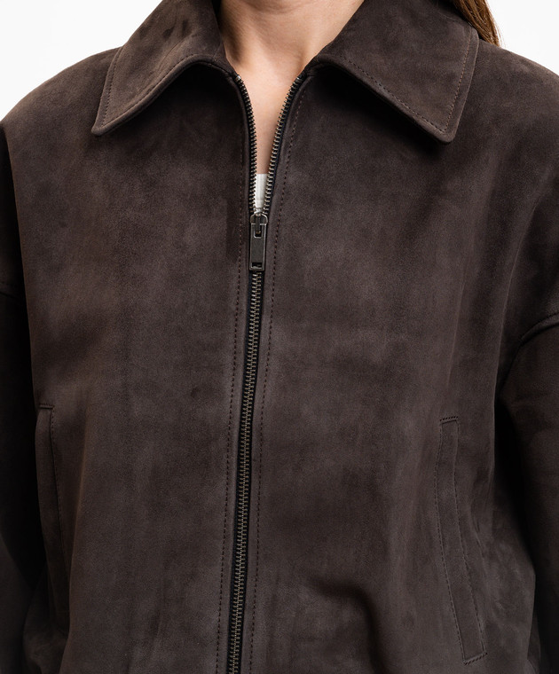 Babe Pay Pls Коричневая замшевая укороченная куртка 2523SUEDE изображение 5