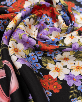 Dolce&Gabbana Черный платок из шелка в цветочный принт FN092RGDDLI
