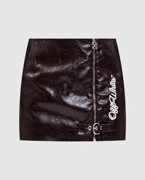 Off-White Бордова глянцева спідниця міні з логотипом 2CU01GF25FAB001