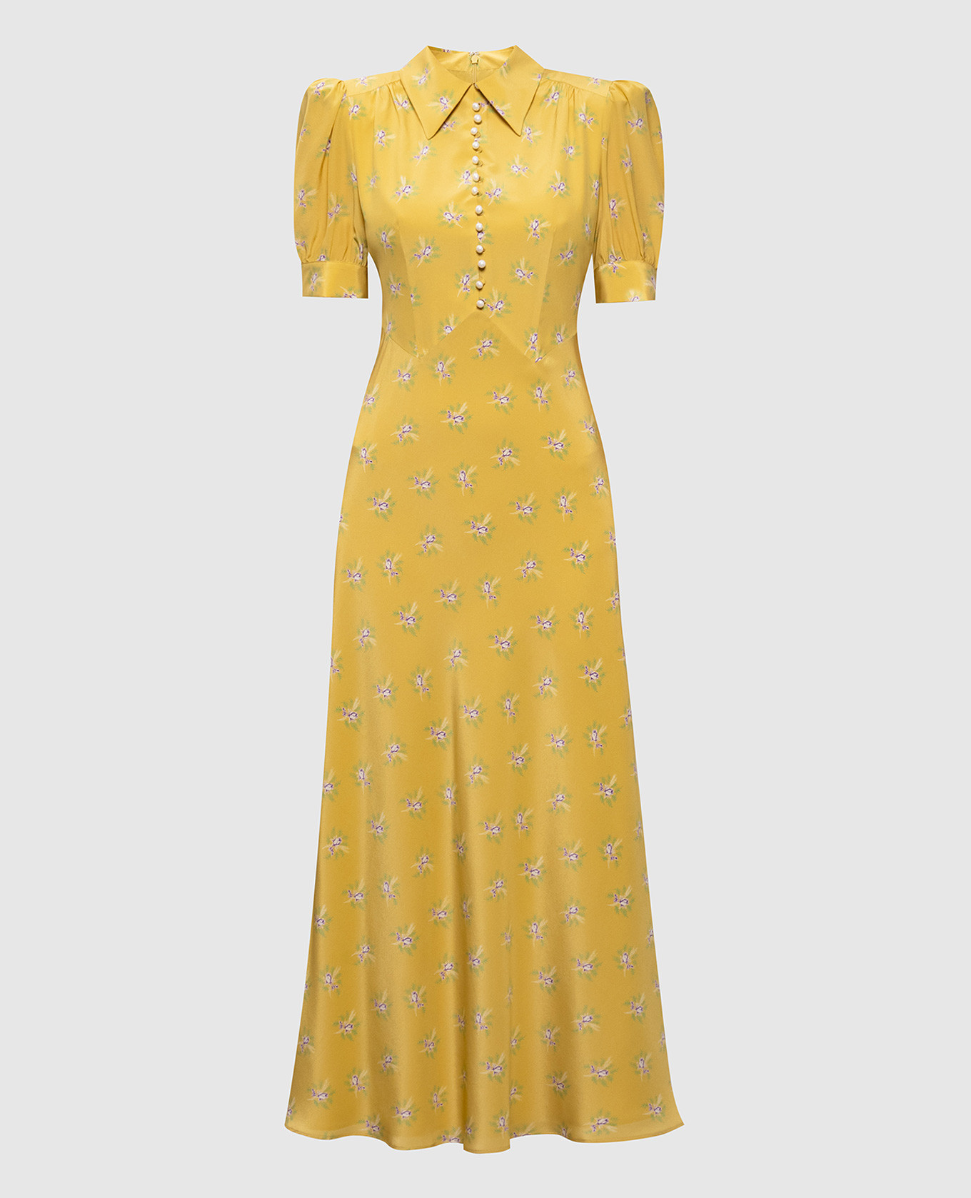 

Желтое платье из шелка в принт, Желтый, Повседневные платья