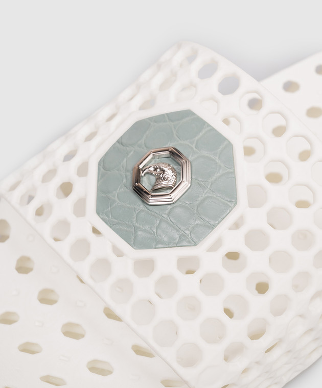 Stefano Ricci Білі перфоровані слайдери з фактурною емблемою UT50G776CS зображення 5