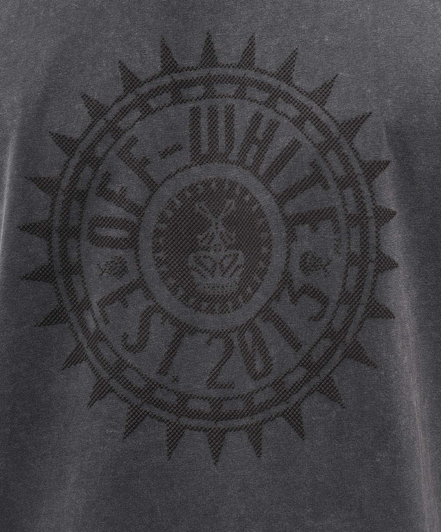 Off-White Серая футболка с фактурным принтом 44MAA027S26J005 изображение 5