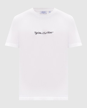 Off-White Біла футболка з вишивкою Script Arrow 44MAA027S26J002