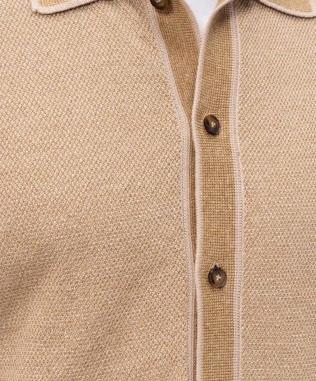 Canali Бежевий кардиган з льоном та шовком MK02462C1180 зображення 5