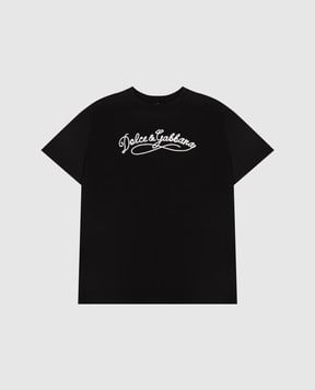 Dolce&Gabbana Дитяча чорна футболка з вишивкою логотипа L5JTNKG7PYF812+