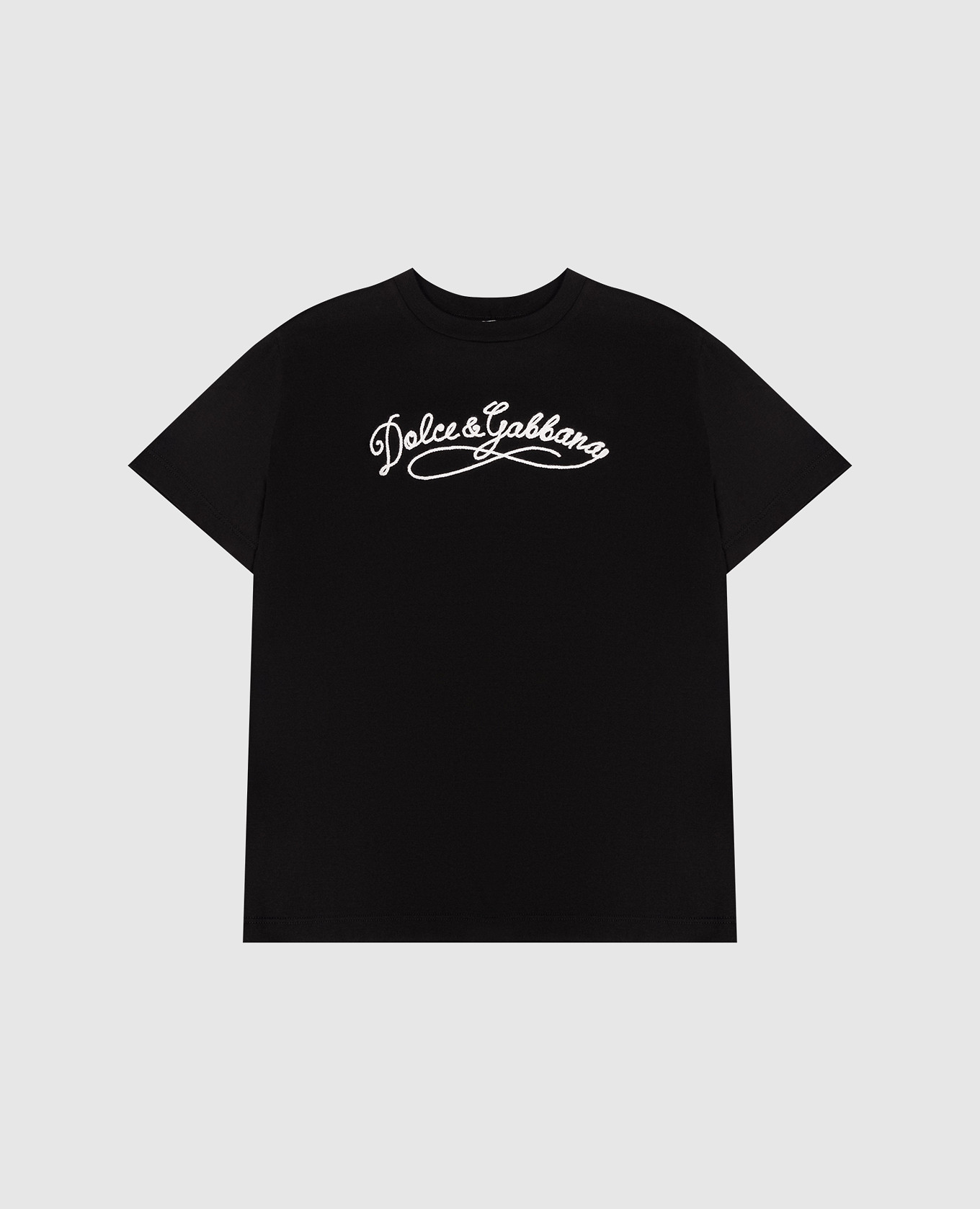 

Детская черная футболка с вышивкой логотипа, Черный, Футболки