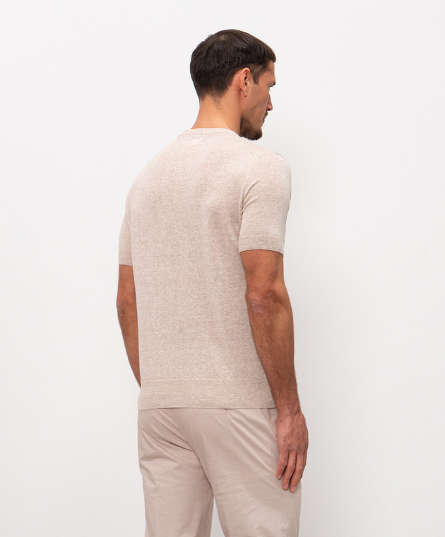 Cashmere&Whiskey Бежевая футболка с леном MS003 изображение 4