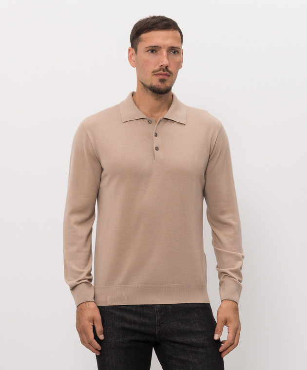 Canali Бежевое поло из шерсти MK02353C1123 изображение 3
