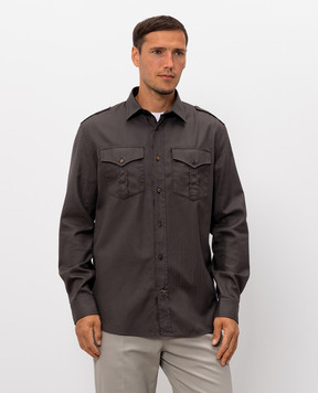 Brunello Cucinelli Коричневая рубашка в узор MD6973059