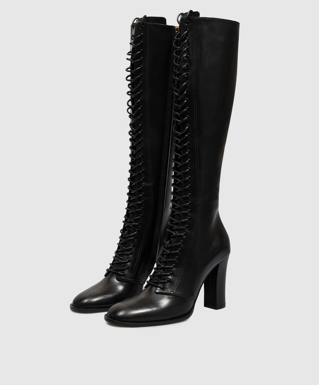 Dolce&Gabbana Черные кожаные сапоги CU1361A3T95 изображение 2