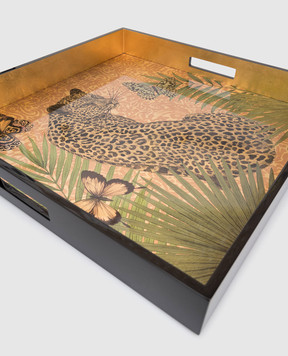 Les Ottomans Декоративний лакований піднос з принтом у вигляді леопарда MWLT02