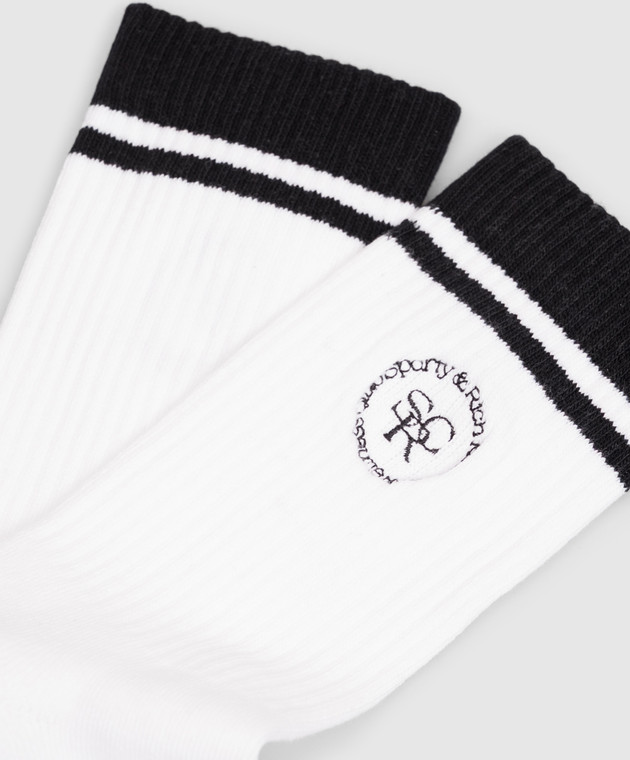 Sporty & Rich Белые носки с вышивкой монограммы логотипа AC02771305WH09 изображение 2