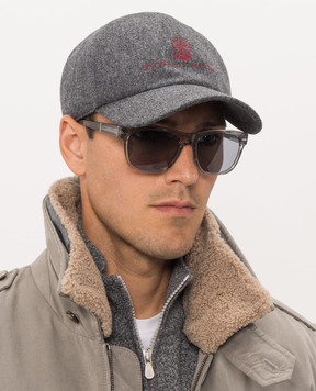 Brunello Cucinelli Серая кепка из шерсти с вышивкой логотипа M038P9850