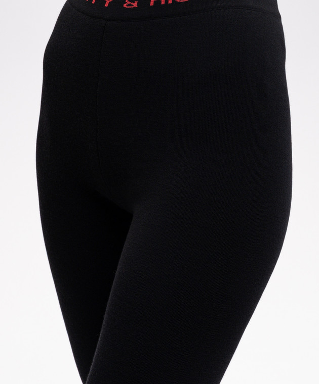 Sporty & Rich Черные леггинсы из шерсти PA09682315BA01 изображение 4