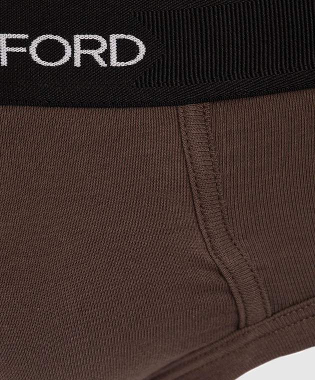 Tom Ford Коричневые трусы-брифы с логотипом T4LC11040ВЛ26 изображение 3