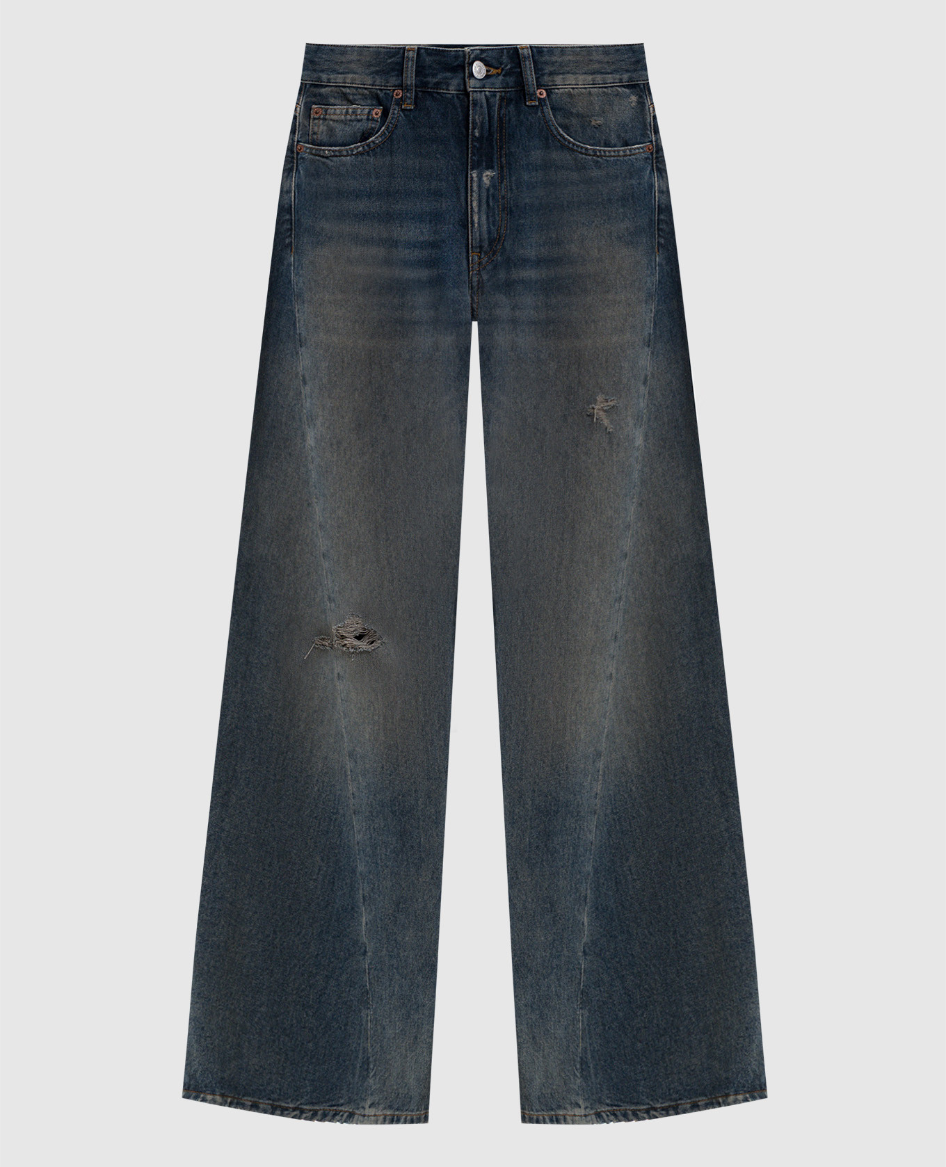 

Синие джинсы с винтажным эффектом, Синий, Широкие джинсы