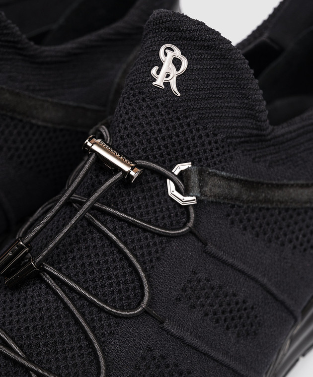 Stefano Ricci Черные кроссовки с монограммой UV689G6626SDPWYT изображение 5
