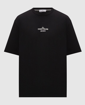 Stone Island Чорна футболка з принтом ARCHIVIO L2S152100033S0091