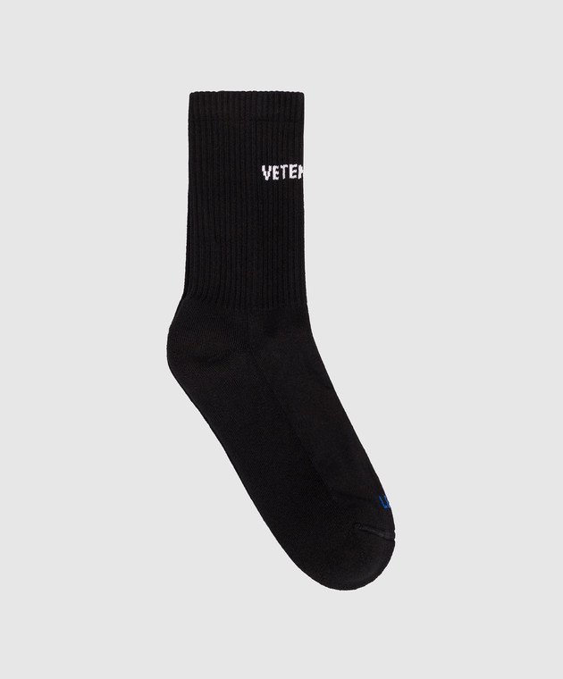 Vetements Чорні шкарпетки з візерунком логотипа UH27S0300B
