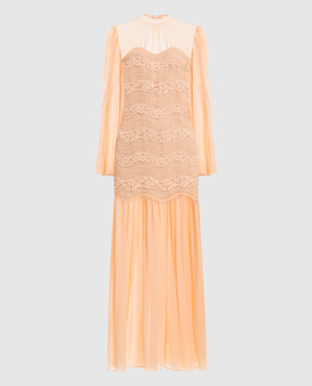 Twinset Бежева сукня максі з мереживом 261TP2784