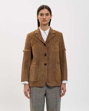 Thom Browne Коричневий замшевий жакет FBC935YL0140