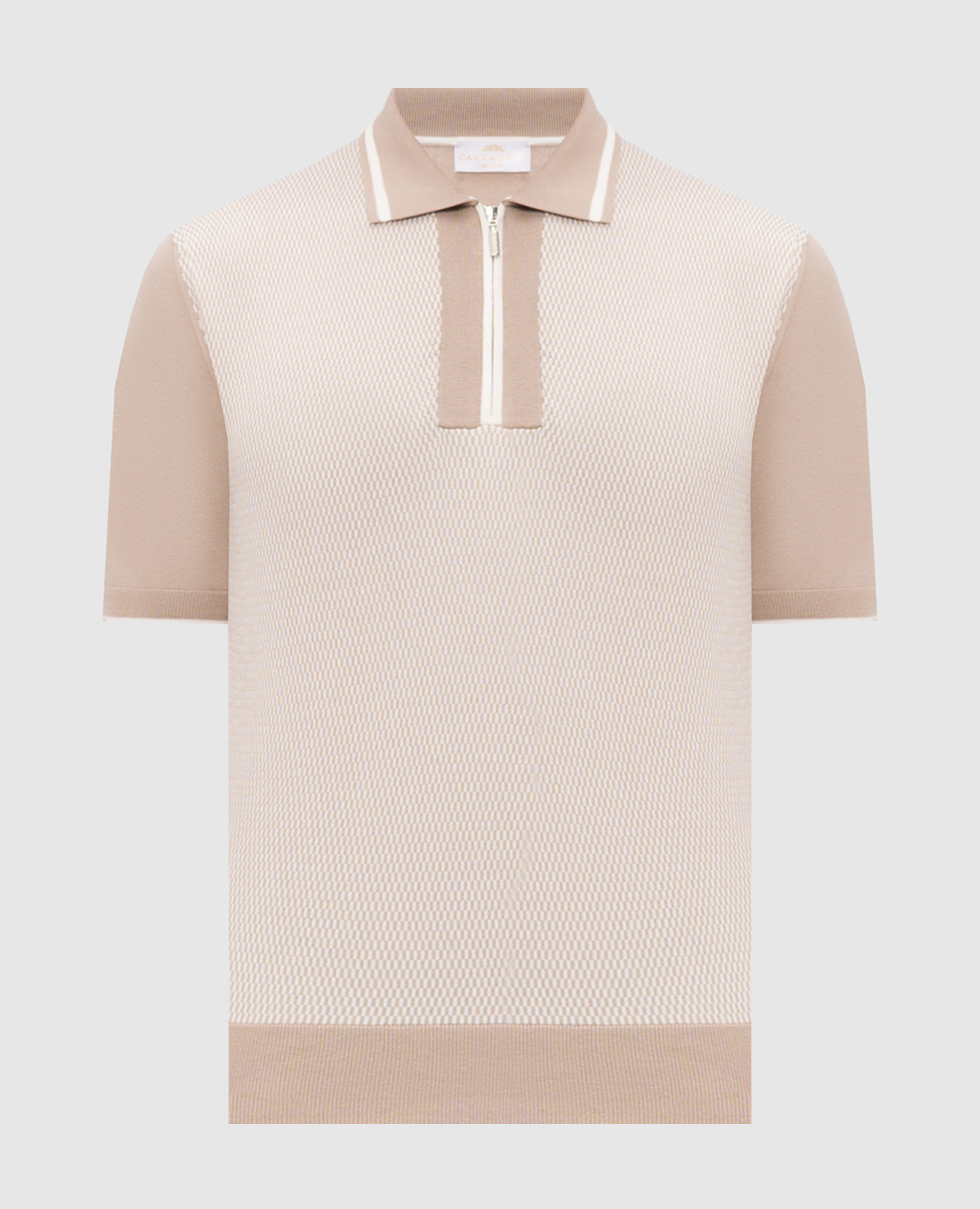 

Бежевое поло в узор, Бежевый, Поло