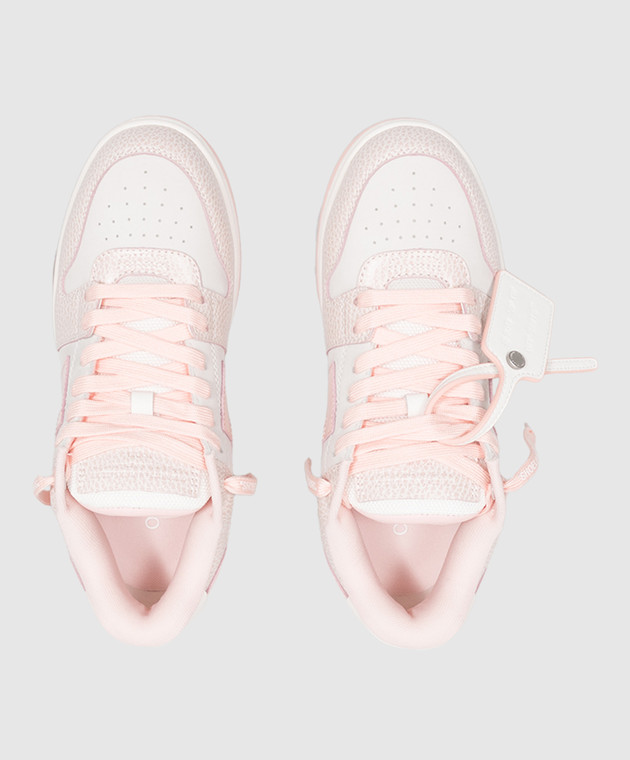 Off-White Розовые кожаные кроссовки Out Of Office OF05737101 изображение 4