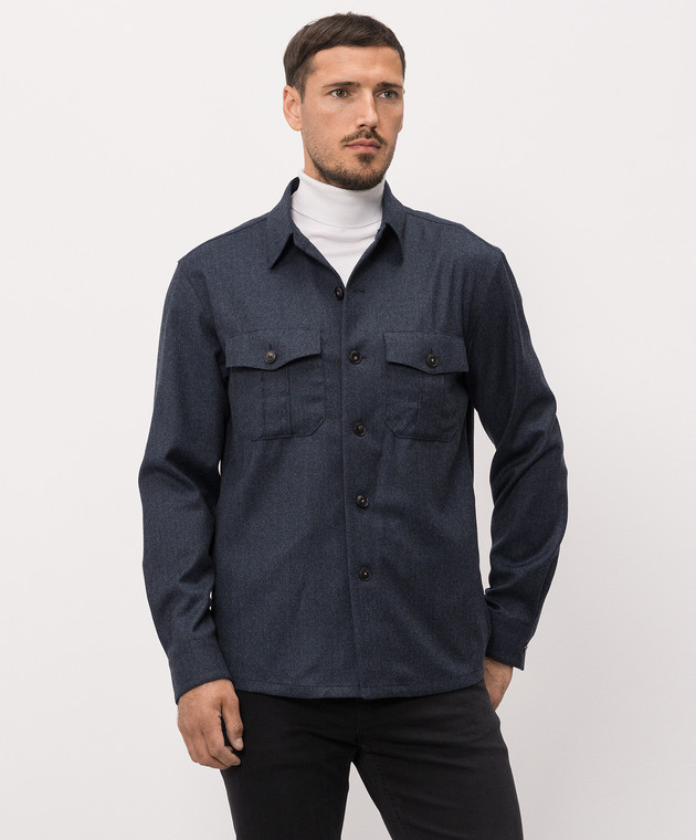 Canali Синя сорочка з вовни AR0347231019 зображення 3
