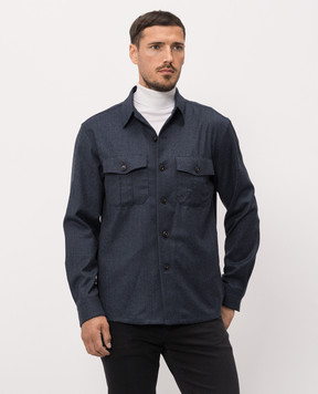 Canali Синя сорочка з вовни AR0347231019
