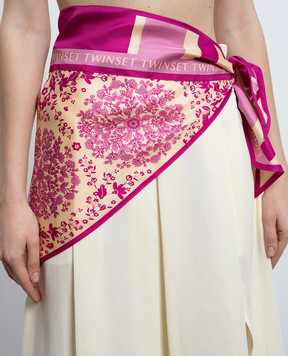 Twinset Рожевий бактус із шовку в квітковий принт 261TO5150