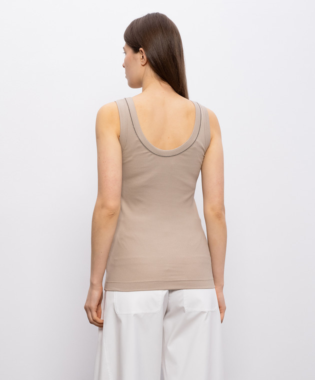 Brunello Cucinelli Бежева майка з ланцюжком моніль MG902FP100 зображення 4