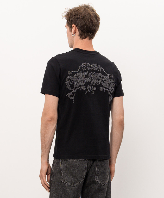 Off-White Черная футболка с вышивкой логотипа 44MAA16MF26J00E изображение 4
