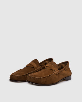 Tom Ford Коричневые замшевые лоферы с логотипом J1528LCL534N