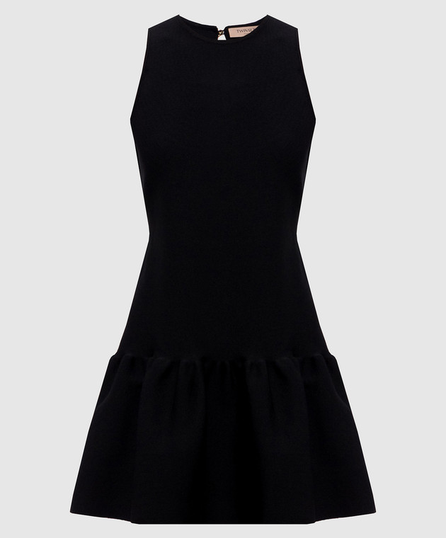 Twinset Черное платье мини с оборкой 262TP3144