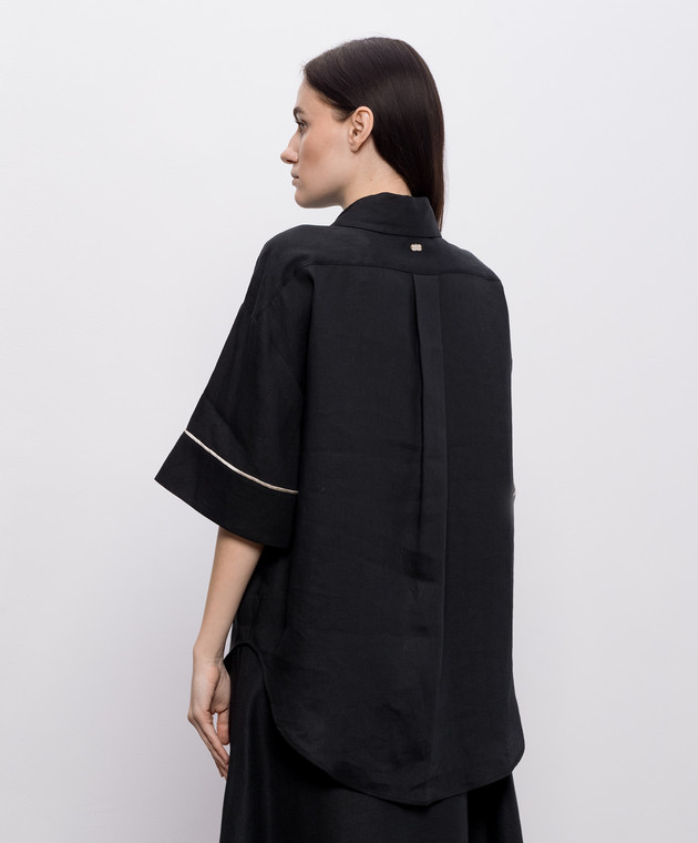 Agnona Черная рубашка из льна TD1109YU3049 изображение 4