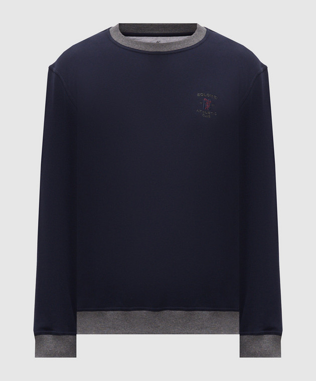 Brunello Cucinelli Синій світшот з вишивкою MM8263390G